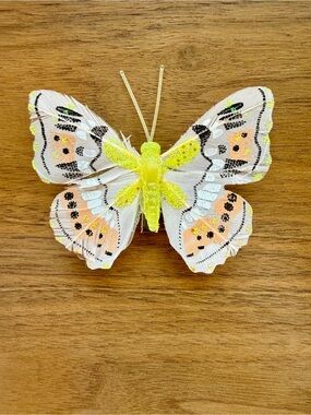 Feather Butterfly Alligator Clip * Yellow Glitter * Hair Clip * Embellishment